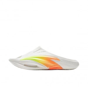 Anta Bubble Slides White / Orange / Green UK | 159MEIFQV