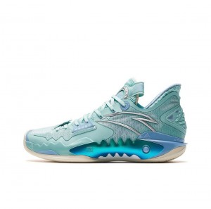 Anta Shock Wave 5 Basketball Shoes Light Blue UK | 584VBFTNY