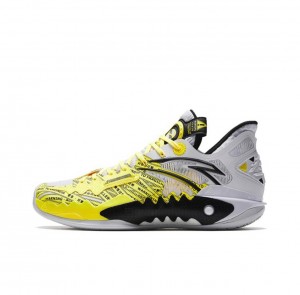 Anta Shock Wave 5 Basketball Shoes White / Yellow UK | 240VZSYEW