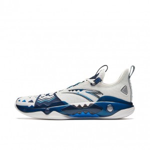 Anta Shock Wave 5 Pro "Mavericks" Basketball Shoes White / Blue UK | 524ADCBQG