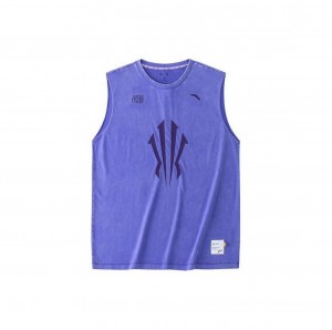 Anta KAI 1 Pure Cotton Sleeveless Basketball Jersey Purple UK | 807MRVKNS