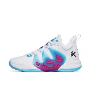 Anta KT “The Mountain 1.0” Low Actual Basketball Shoes White / Blue / Purple UK | 169TYAIPL