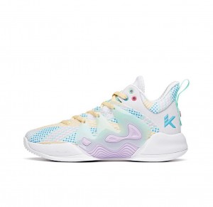 Anta KT “The Mountain 1.0” Low Basketball Shoes White / Blue / Purple UK | 524ORZIVD