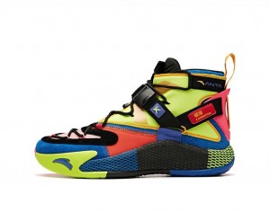 Anta Klay Thompson Kt5 Disruptiv "Jigsaw Puzzle" Basketball Shoes Balck / Yellow /Red UK | 396CIAUGO