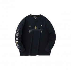 Anta Kyrie Irving Tour Crewneck Pullover Sweatshirts Balck UK | 059VZPXHO