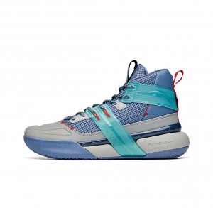 Anta Quick Fight 4 High Basketball Shoes Blue / Grey UK | 815DRLEUQ