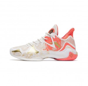 Anta Shock Wave 4 Basketball Shoes White / Pink UK | 648TGXPRM